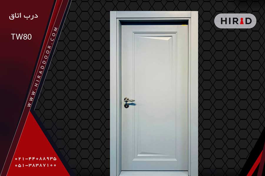 درب اتاق به رنگ طوسی روشن، با یک قاب دو خط ظریف و زیبا